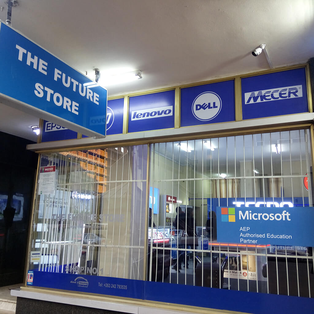 The Future Store flagship storefront at Westgate Mall, Harare